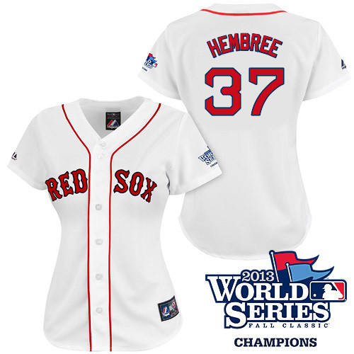 Heath Hembree #37 mlb Jersey-Boston Red Sox Women's Authentic 2013 World Series Champions Home White Baseball Jersey